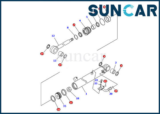 707-98-03590 مجموعة الخدمة Komatsu Bucket Cylinder Seal Kit يناسب PC09-1 قطع غيار حفارة