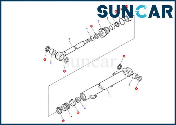 878000377 أطقم ختم أسطوانة الذراع Komatsu Service Kit PC07-2 نموذج إصلاح النفط ختم طوقا كيت