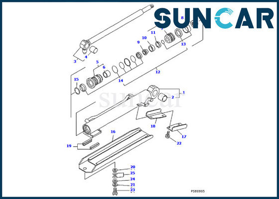 YM172186-72190 بوم اسطوانة ختم عدة كوماتسو PC09FR-1 حفارة هيدروليكية ختم ختم الاسطوانة