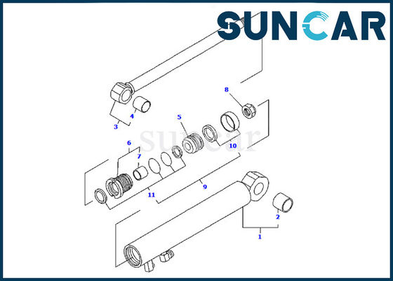 YM172186-72370 طقم ختم أسطوانة ذراع شفرة لكوماتسو PC09FR-1 طقم إصلاح ختم حفارة