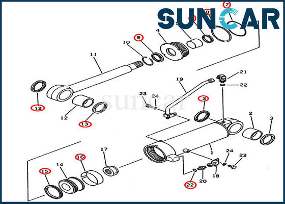 D41E-6 Dozer Komatsu الأجزاء الداخلية 707-98-41130 Ripper Service Kit Cylinder Seal Kit