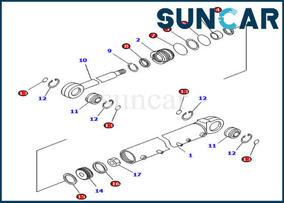 707-98-42420 أطقم ختم أسطوانة إصلاح زاوية الشفرة تناسب كوماتسو الزاحف الجرار D41E-6 D41P-6