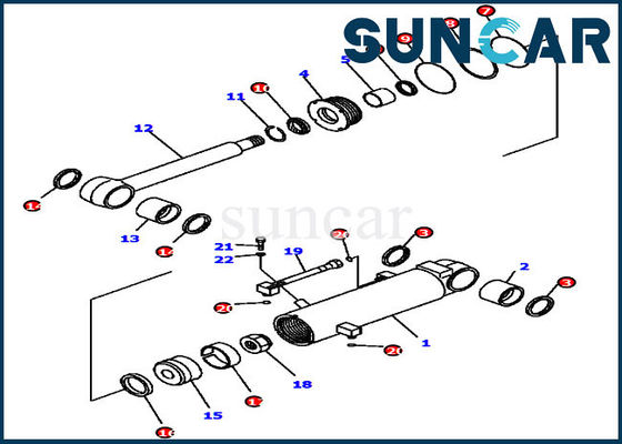 D41E6T كوماتسو 7079841060 أطقم ختم الزيت الممزق طقم إصلاح الأسطوانة للأجزاء الداخلية للجرافة
