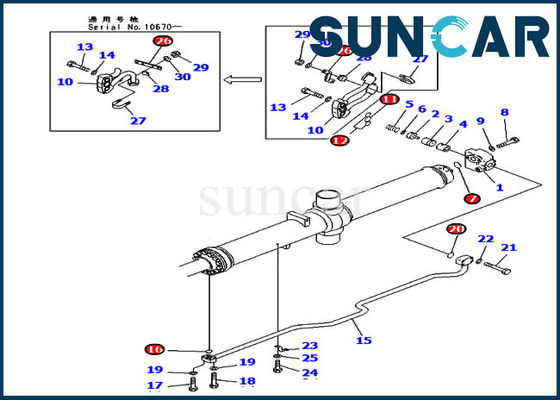 D475A-3 Komatsu Parts 707-98-67510 7079867510 أطقم ختم أسطوانة إصلاح رفع الشفرة الهيدروليكية