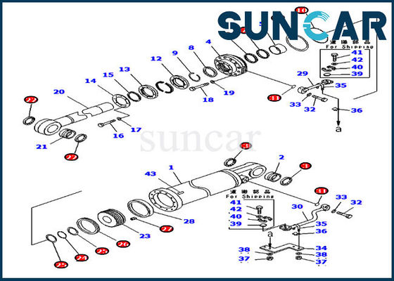 707-99-75530 Ripper Lift Cylinder Repair Seal Kits لـ D475A-5 كوماتسو جرافة