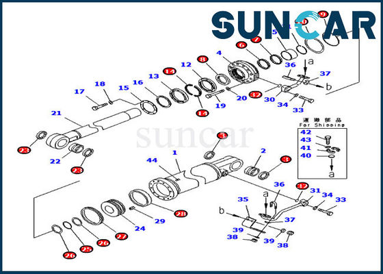 Komatsu OEM Parts 707-99-77400 Ripper Tilt Sealing Kit 7079977400 طقم خدمة الأسطوانة