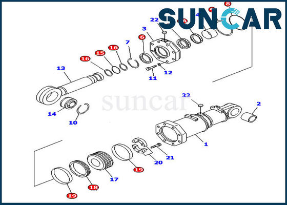 D575A-2 D575A-3 طقم ختم أسطوانة الإمالة المزدوجة 707-98-95430 أطقم خدمة الجرار كوماتسو