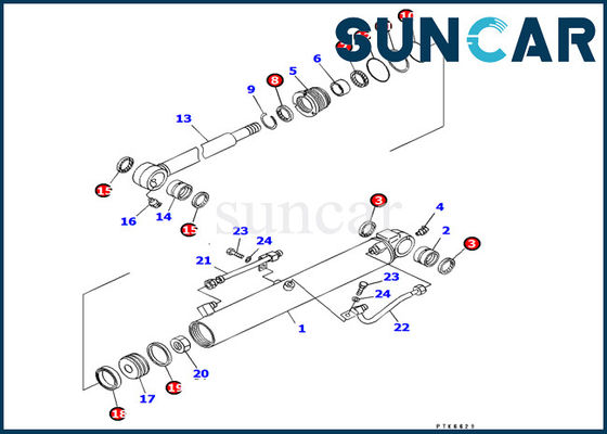 707-98-14610 طقم ختم أسطوانة دلو OEM طقم إصلاح كوماتسو يناسب حفارة PC8uu-3 R3eplacement
