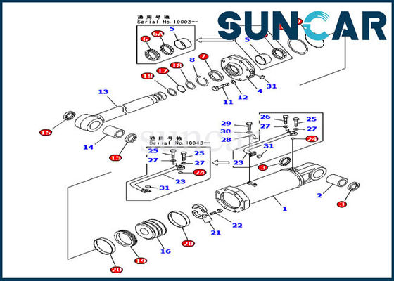 707-98-84420 Ripper Lift Service Kit مجموعة ختم إصلاح الأسطوانة لجرارة كوماتسو D575A-2