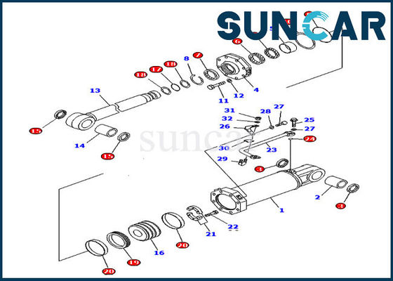 D575A-2 Komatsu Parts 707-98-84450 Ripper طقم إصلاح أسطوانة الإمالة طقم ختم الزيت الهيدروليكي