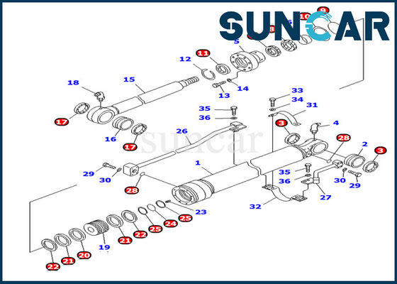 كوماتسو PC100-6 أجزاء 707-98-27620 طويل التشحيم دلو مجموعة خدمة اسطوانة إصلاح الداخلية طقم ختم الزيت