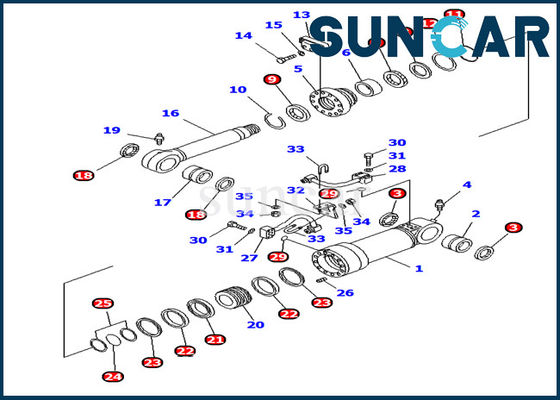 707-99-44270 مجموعة ختم أسطوانة الشفرة PC128UU PC138US Komatsu Cylinder مجموعة خدمة ختم الزيت الداخلي