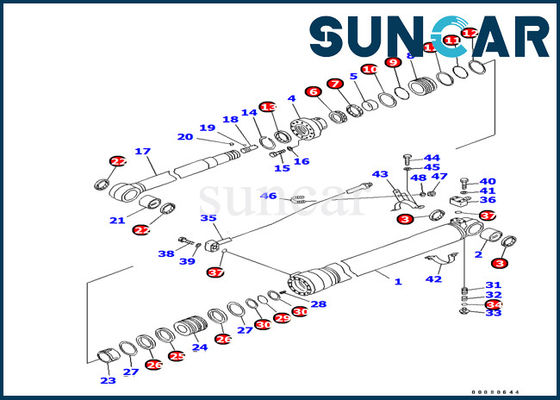 مقاومة الزيت 707-99-44340 مجموعة ختم أسطوانة الذراع الهيدروليكية لأجزاء كوماتسو PC100-6Z الداخلية