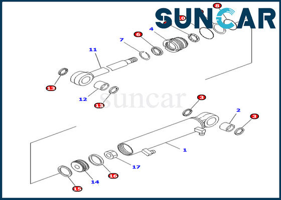 707-98-03400 طقم ختم أسطوانة دلو يناسب إصلاح كوماتسو PC10MR-1 أسطوانة هيدروليكية Assy