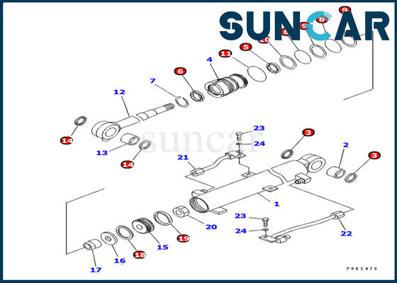 Komatsu PC03-2 Boom Cylinder Seal Kit 707-98-03450 طقم تصليح نموذج قطع غيار داخلية