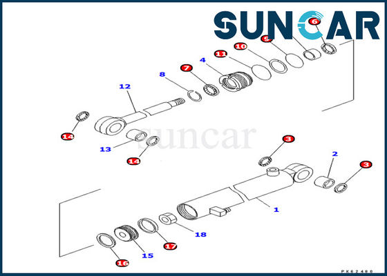 707-98-03460 أطقم ختم حفارة Komatsu PC03-2 Arm Cylinder مجموعة خدمة ختم الزيت الداخلية