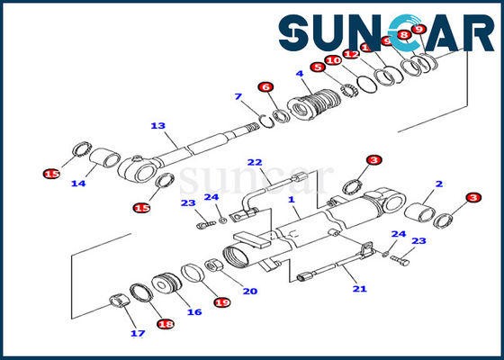 707-98-10940 أطقم ختم إصلاح أسطوانة كوماتسو بوم لقطع غيار الحفارات الداخلية PC10MR-1