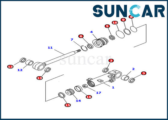 707-98-11240 Komatsu OEM Parts Blade Lift Cylinder Service Kit PC10MR-1 حفارة الأجزاء الداخلية