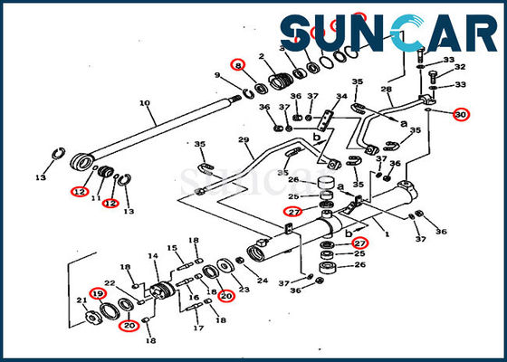 D60A-8 Komatsu Seal Kits 707-98-36450 طقم إصلاح أسطوانة رفع الشفرة الهيدروليكية 7079836450