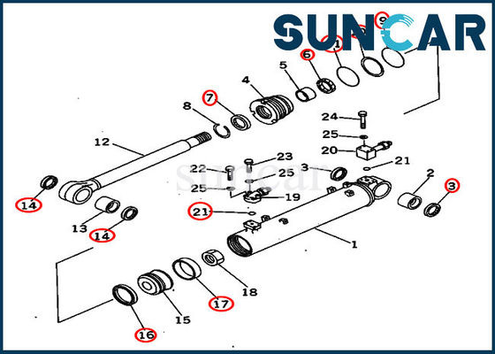 707-98-40020 طقم إصلاح أسطوانة التشذيب 7079840020 أطقم ختم الجرار تناسب كوماتسو D65EX-12