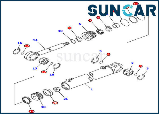 707-99-35170 طقم خدمة أسطوانة الزاوية طقم ختم الزيت الهيدروليكي لـ D61EX-12 كوماتسو الزاحف الجرار