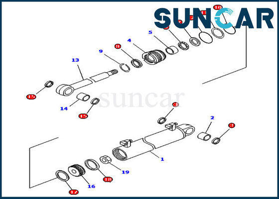 707-99-34600 مجموعة ختم الرفع Komatsu Cylinder Seal D61PX-12 Power Angle Power Tilt Dozer