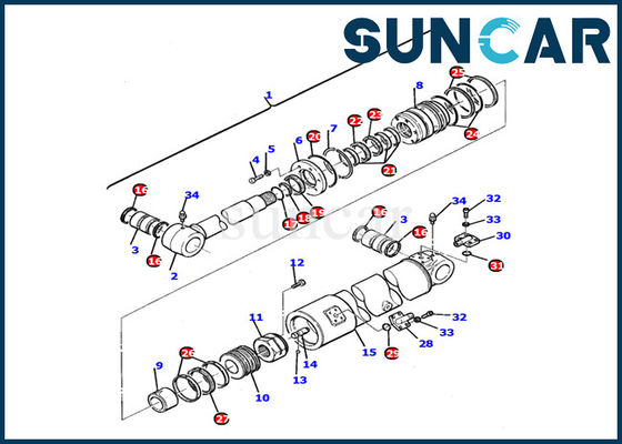 21D-61-12201 طقم ختم أسطوانة الذراع Komatsu Excavator In Repair Parts PC110R-1 Service Kit