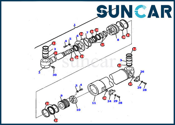 PC110R-1 كوماتسو حفارة الداخلية طقم إصلاح 21D-61-14140 بوم سوينغ اسطوانة ختم عدة طوقا