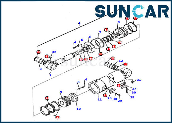 كوماتسو 21D-61-15170 بليد اسطوانة ختم كيت مجموعة حشية PC110R-1 طقم خدمة إصلاح حفارة