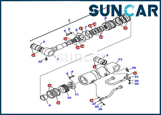 مقاومة التآكل 226-61-11220 Komatsu PC110R-1 Boom Cylinder Sealing Kit حفارة طوقا كيت