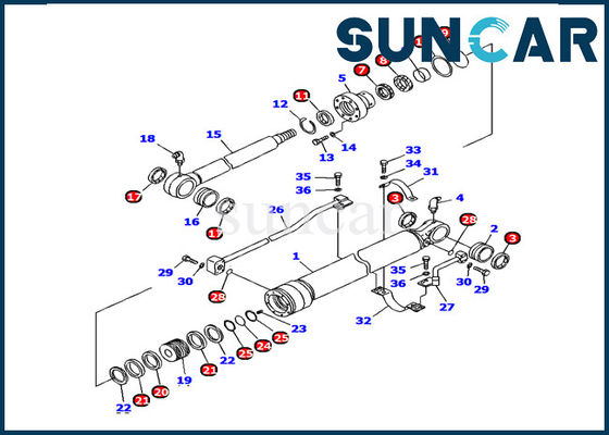 707-98-36240 طقم ختم أسطوانة دلو Komatsu Seals PC120-6 نموذج طقم إصلاح داخلي