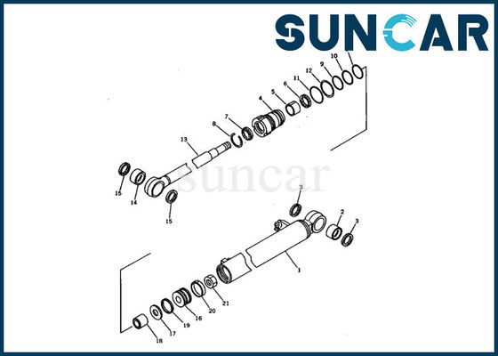 21S-63-02010 Boom الهيدروليكية أسطوانة Assy Komatsu Seal Kit يناسب PC03-1 الأجزاء الداخلية للحفارة
