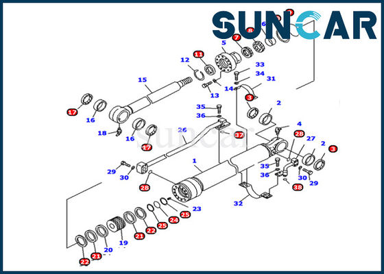 707-99-25800 Komatsu Bucket Cylinder Seal Kit يناسب PC128US-2-A حفارة هيدروليكية الاسطوانة الداخلية الأجزاء