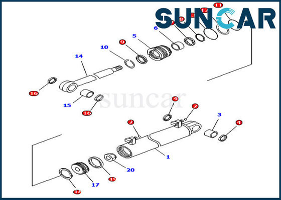 الزاحف الجرار كوماتسو 707-99-34630 مجموعة ختم إصلاح الرفع D61EX-15EO قطع غيار الأسطوانة