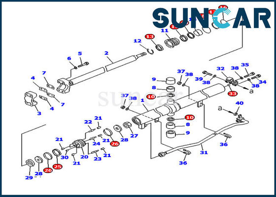 D85ESS-2 أسطوانة الرفع 707-99-25890 Komatsu Service Kit أطقم ختم أسطوانة الجرافة