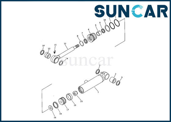 Komatsu Service Kit 707-00-60340 Blade Cylinder Seal Kits يناسب الحفار الصغير PC05-5 الأجزاء الداخلية