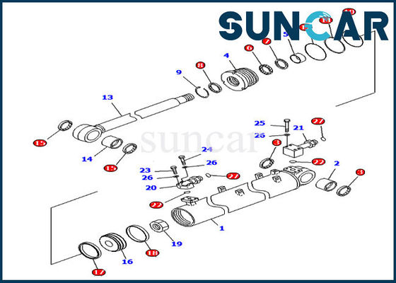 707-99-40120 جرارات الزاحف تشذيب طقم ختم الأسطوانة يناسب نماذج أجزاء كوماتسو D65EX-15E0