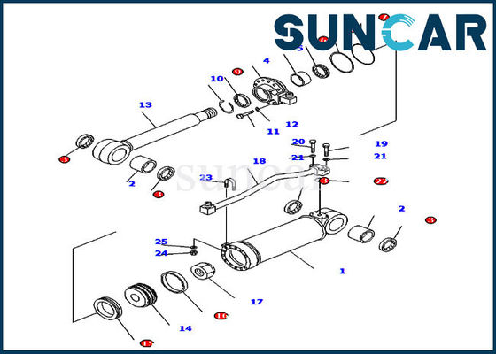 D85ESS-2 D85ESS-2A الأختام الهيدروليكية كوماتسو 707-99-52180 طقم إصلاح ختم الأسطوانة الممزق