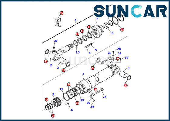 707-99-27650 Komatsu Excavator Bucket Cylinder Seal Kit PC110R-1 PC95R-2 طقم حشية إصلاح داخلي