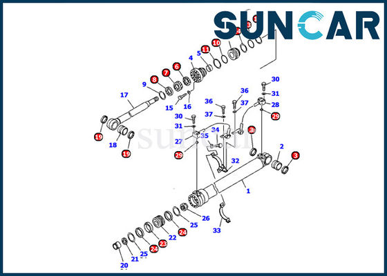 707-99-36290 1ST Boom Cylinder Seal Kit يناسب استبدال Komatsu PC120 PW130 للحفارة الداخلية