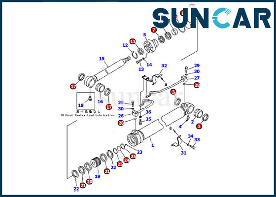 Komatsu 707-99-37300 Boom Cylinder Seal Kit يناسب معدات حفارة PC130-7 مجموعة خدمة الأجزاء الداخلية