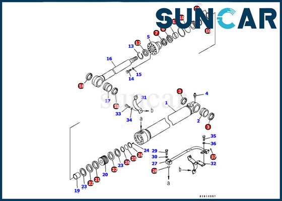 بوم اسطوانة ختم كيت 707-99-37350 كوماتسو PC128US-2-AC قطع غيار حفارة الداخلية