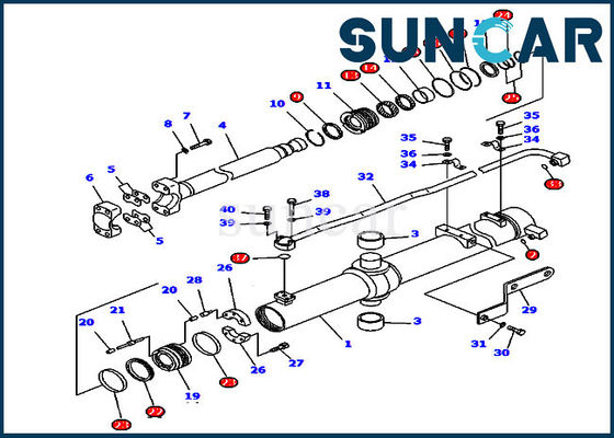 D85MS-15 أطقم ختم هيدروليكي 707-99-45160 طقم ختم أسطوانة الرفع الدوار Komatsu Repair Parts