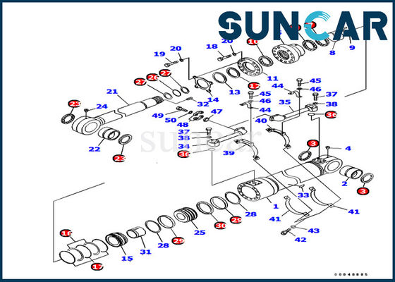 707-99-72370 طقم ختم أسطوانة التفريغ السفلي للودر Komatsu PC1250-7 الأجزاء الداخلية للآلات
