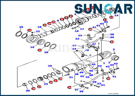 Komatsu Seal Kit 707-99-77190 مجموعة خدمة أسطوانة دلو أجزاء لإصلاح الحفار الداخلي PC1250LC-8