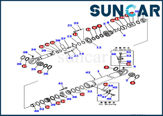 707-99-89270 زيت المقاومة Komatsu Sealing Kit PC1250-7 طقم خدمة أسطوانة ذراع حفارة