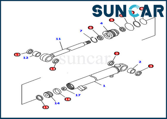 707-98-04640 حفارة الذراع اسطوانة النفط مقاومة الختم عدة كوماتسو PC12R-8 استبدال الأجزاء الداخلية