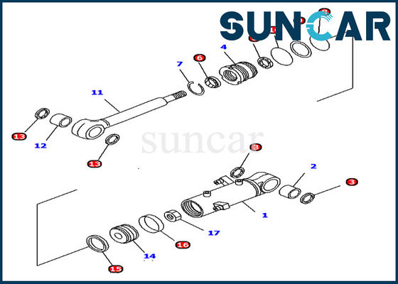PC12R-8 حفارة كوماتسو 707-98-11300 طقم خدمة أسطوانة هيدروليكية بليد