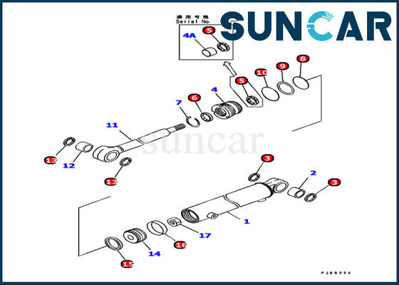 707-98-11310 Boom Swing مجموعة خدمة الأسطوانة الهيدروليكية كوماتسو PC12R-8 أطقم ختم إصلاح الأسطوانة