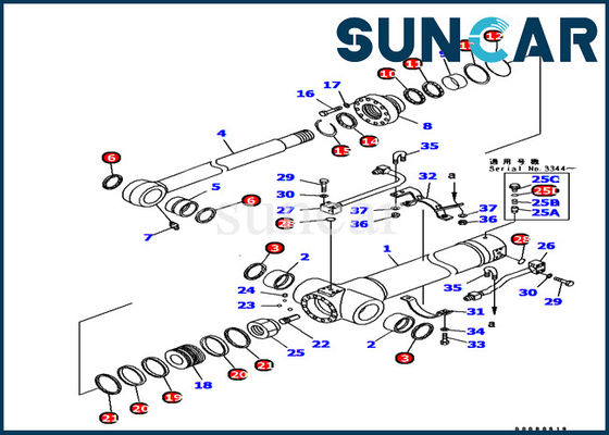 PC128UU-1 حفارة 707-99-38710 كوماتسو ذراع اسطوانة ختم عدة معدات الأجزاء الداخلية
